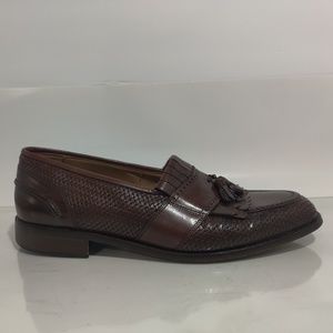 Bostonian Florentine Italy Brown Leather Woven Kilted Tassel Loafers Mens US 12M